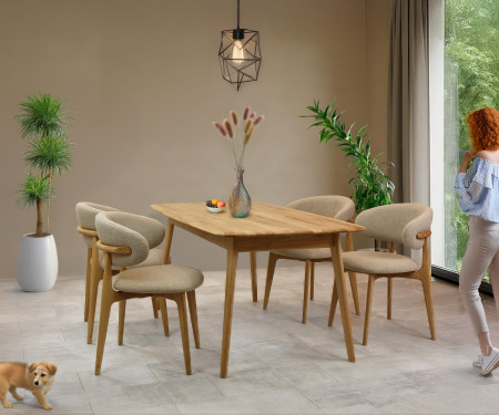 Prémium tölgyfa szék bézs kárpitozással  - 16