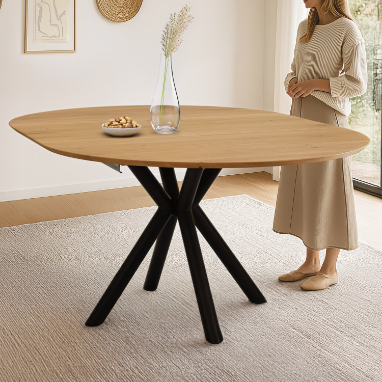 Kerek kihúzható tölgyfa asztal fémlábakkal, ø120 cm  - 0