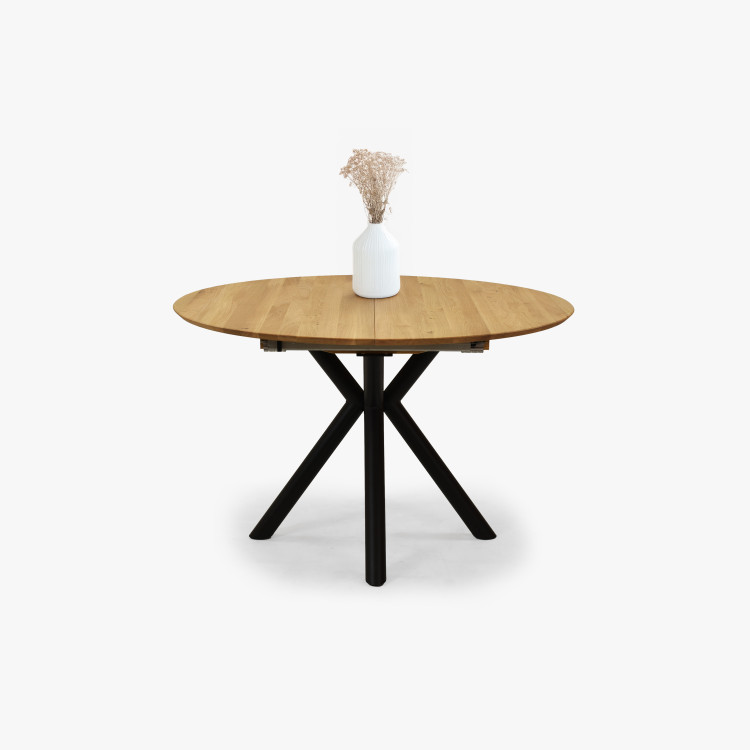 Kerek kihúzható tölgyfa asztal fémlábakkal, ø120 cm  - 1