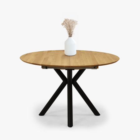 Kerek kihúzható tölgyfa asztal fémlábakkal, ø120 cm  - 2