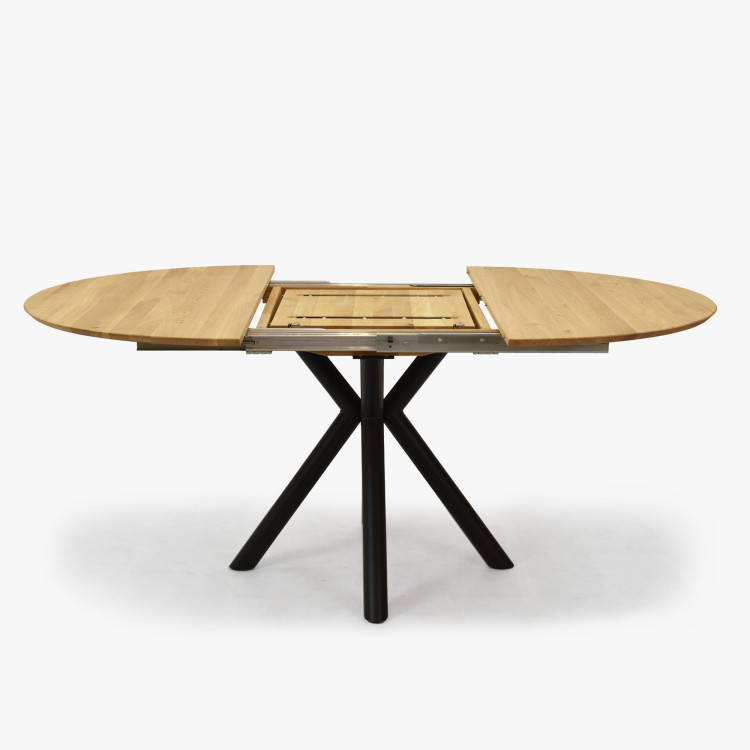 Kerek kihúzható tölgyfa asztal fémlábakkal, ø120 cm  - 3