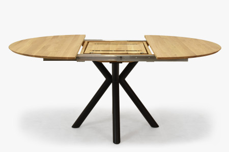 Kerek kihúzható tölgyfa asztal fémlábakkal, ø120 cm  - 4