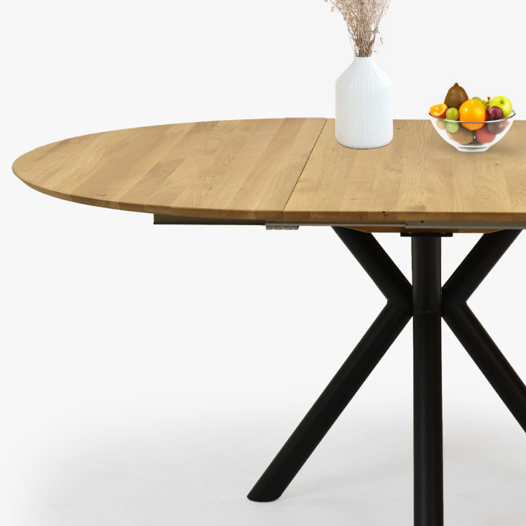 Kerek kihúzható tölgyfa asztal fémlábakkal, ø120 cm  - 6