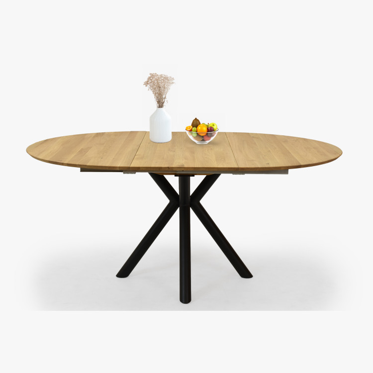 Kerek kihúzható tölgyfa asztal fémlábakkal, ø120 cm  - 7