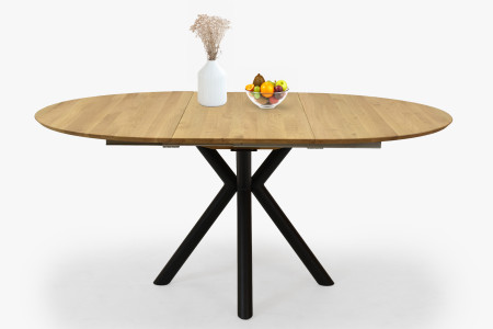 Kerek kihúzható tölgyfa asztal fémlábakkal, ø120 cm  - 7