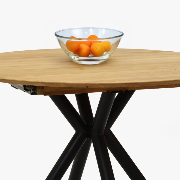 Kerek kihúzható tölgyfa asztal fémlábakkal, ø120 cm  - 8