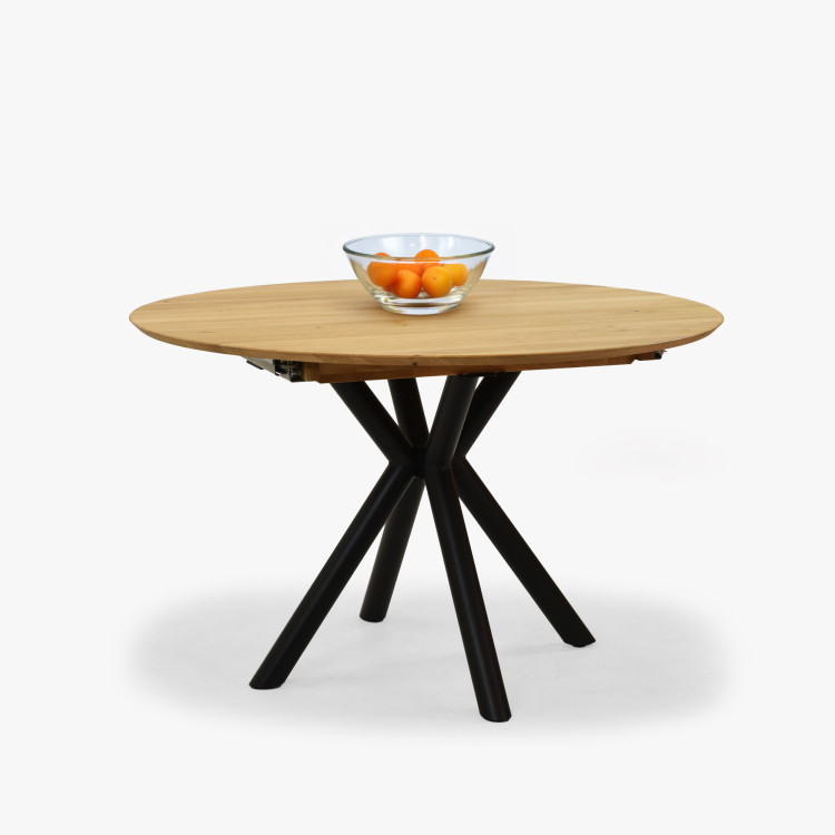 Kerek kihúzható tölgyfa asztal fémlábakkal, ø120 cm  - 9