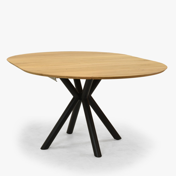 Kerek kihúzható tölgyfa asztal fémlábakkal, ø120 cm  - 11