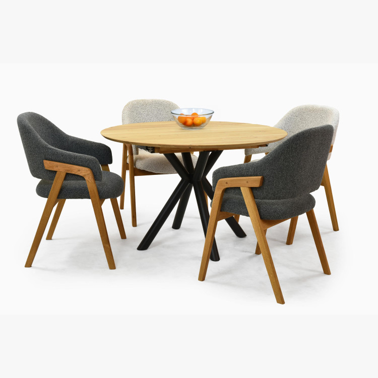 Kerek kihúzható tölgyfa asztal fémlábakkal, ø120 cm  - 12