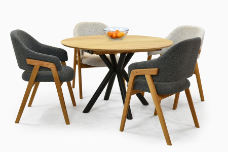 Kerek kihúzható tölgyfa asztal fémlábakkal, ø120 cm  - 13