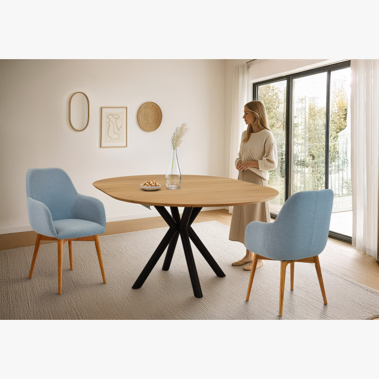 Kerek kihúzható tölgyfa asztal fémlábakkal, ø120 cm  - 15