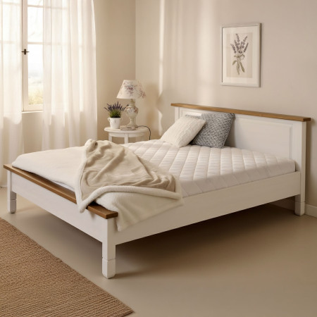 Fehér, rusztikus franciaágy, 160 x 200 cm  - 0