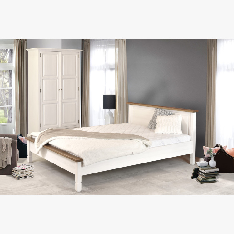 Fehér, rusztikus franciaágy, 160 x 200 cm  - 8