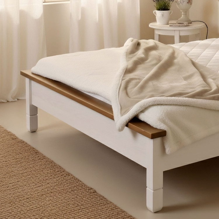 Fehér, rusztikus franciaágy, 160 x 200 cm  - 9