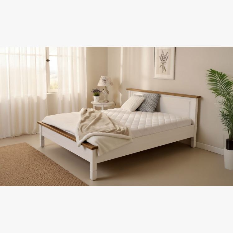 Fehér, rusztikus franciaágy, 160 x 200 cm  - 10