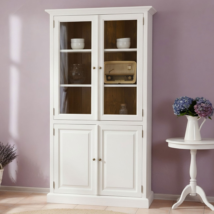 Kétajtós fából készült vitrin Provence stílusban, Típus 12  - 0