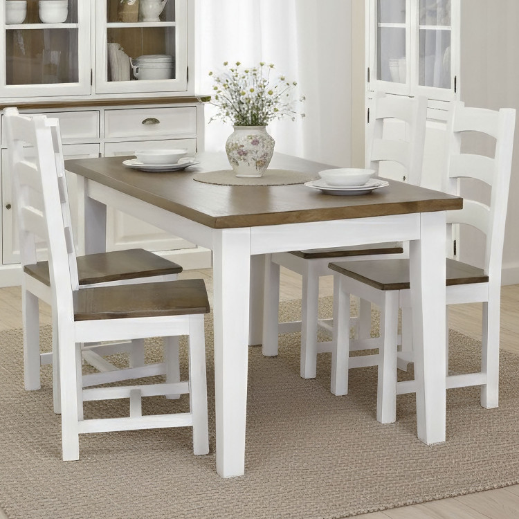 Fehér masszív fa asztal 140 x 80 cm - barna  - 0