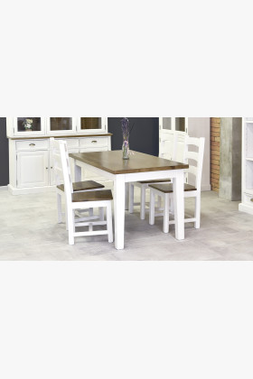 Fehér masszív fa asztal 140 x 80 cm - barna  - 0 2