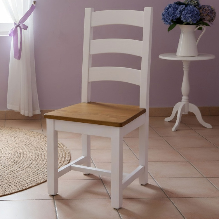 Fehér masszív fa asztal 140 x 80 cm - barna  - 11