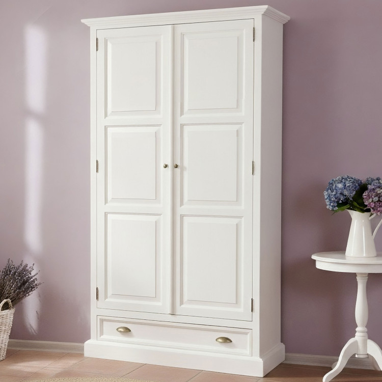 Fehér rusztikus szekrény - kétszárnyú, France 2D  - 0