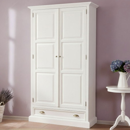 Fehér rusztikus szekrény - kétszárnyú, France 2D  - 0