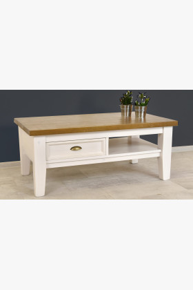 Fehér-barna provanszi fa dohányzóasztal  - 0 2