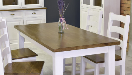 Fehér-barna tömörfa faasztal 160 x 80 cm  - 4