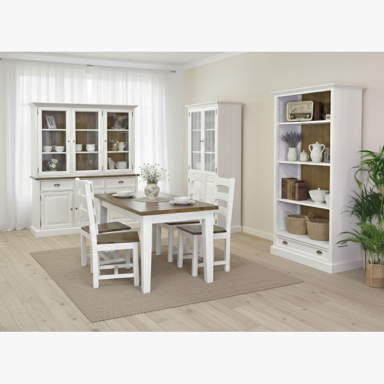 Fehér-barna tömörfa faasztal 160 x 80 cm  - 12