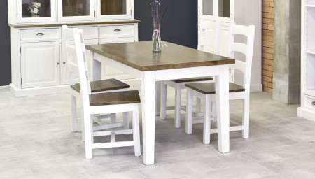 Fehér-barna tömörfa faasztal 200 x 100 cm  - 1