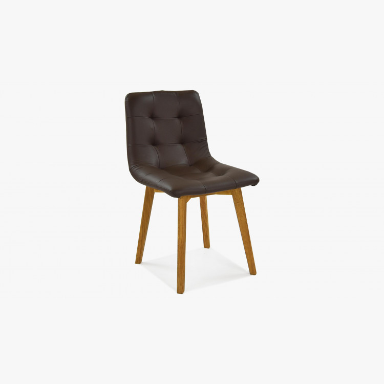 Tölgyfa szék sötétbarna bőrből  - 3