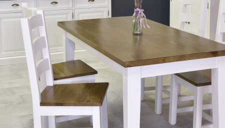 Fehér-barna tömörfa faasztal 200 x 100 cm  - 5