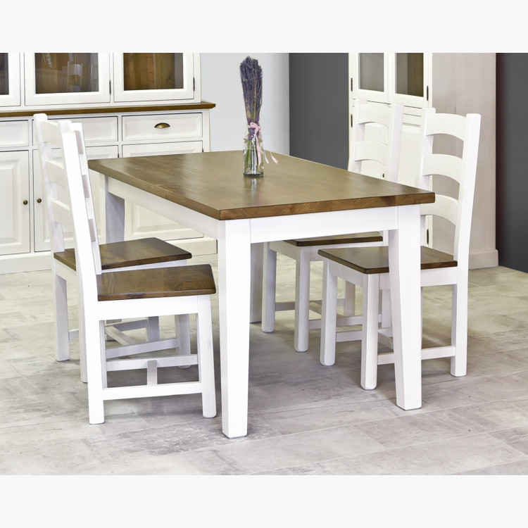 Fehér-barna tömörfa faasztal 200 x 100 cm  - 10