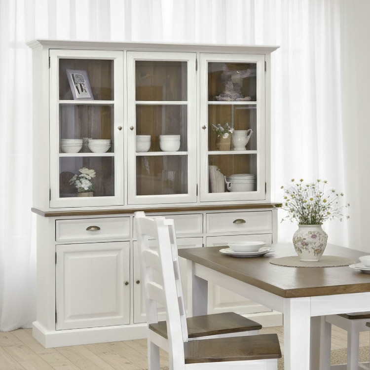 Fehér-barna tömörfa faasztal 200 x 100 cm  - 11