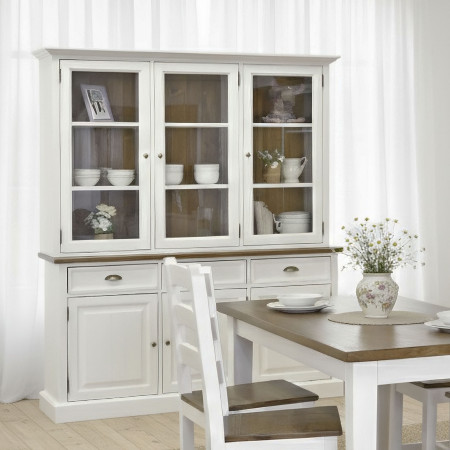 Fehér-barna tömörfa faasztal 200 x 100 cm  - 11