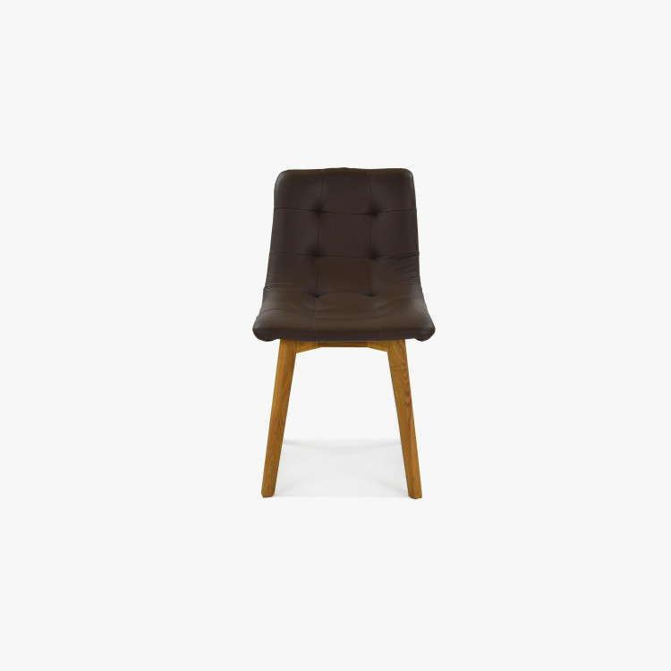Tölgyfa szék sötétbarna bőrből  - 5