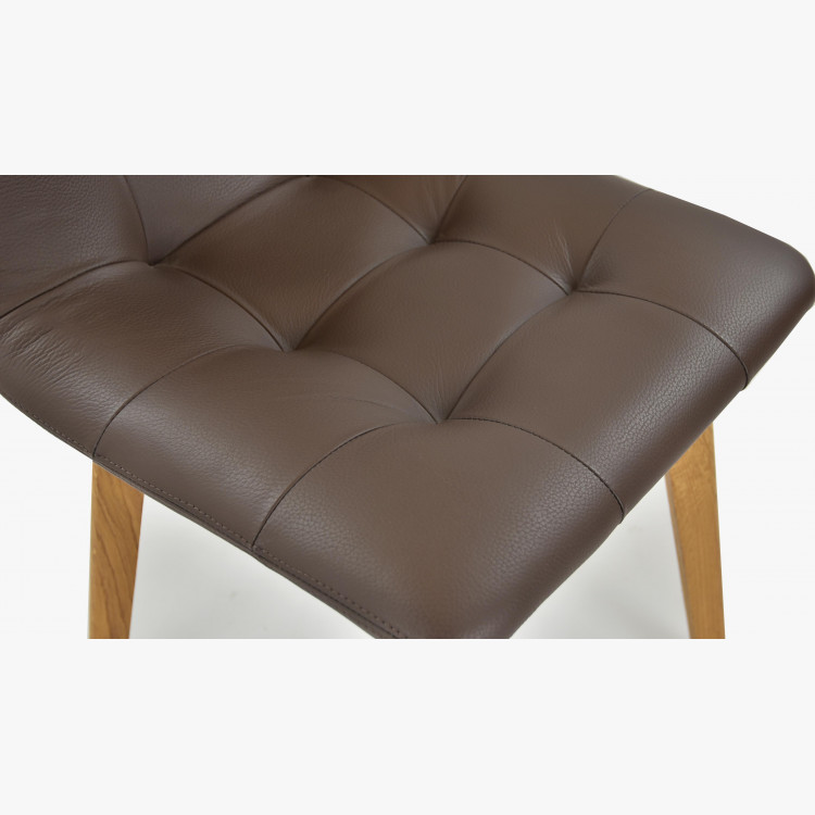 Tölgyfa szék Sötétbarna bőr, Leonardo  - 7