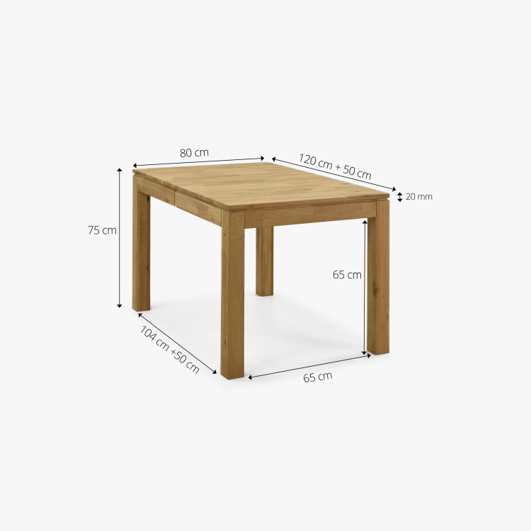 Asztal 120 x 80 és 4 tölgyfa szék  - 12