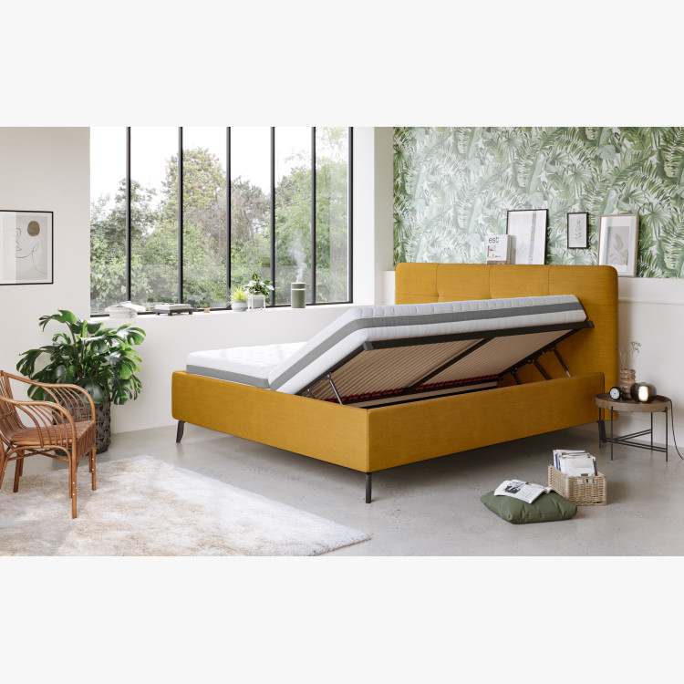 Čaluněná postel s úložným prostorem zelená, 180 x 200 cm  - 7