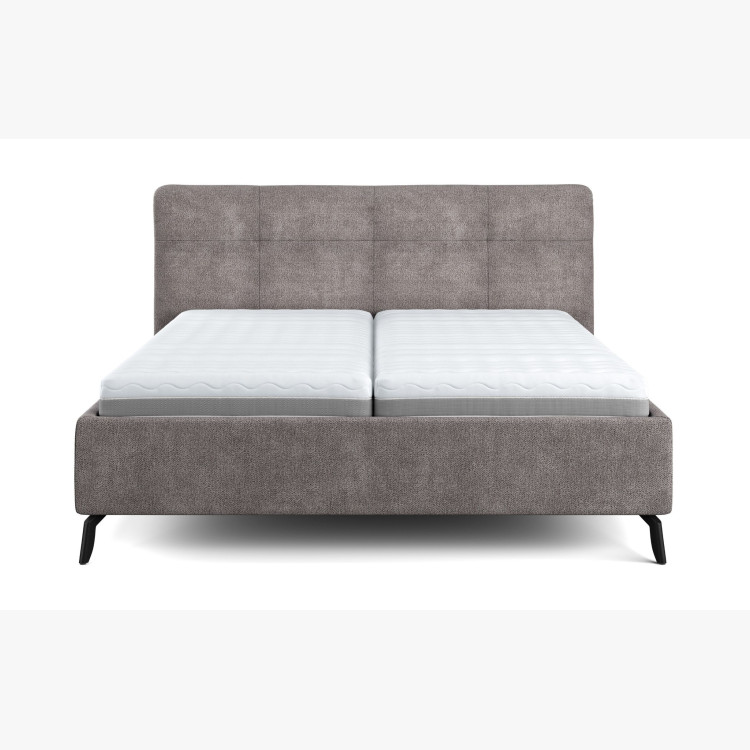 Szürke kárpitozott ágy tárolóhellyel, 160 x 200 cm  - 4