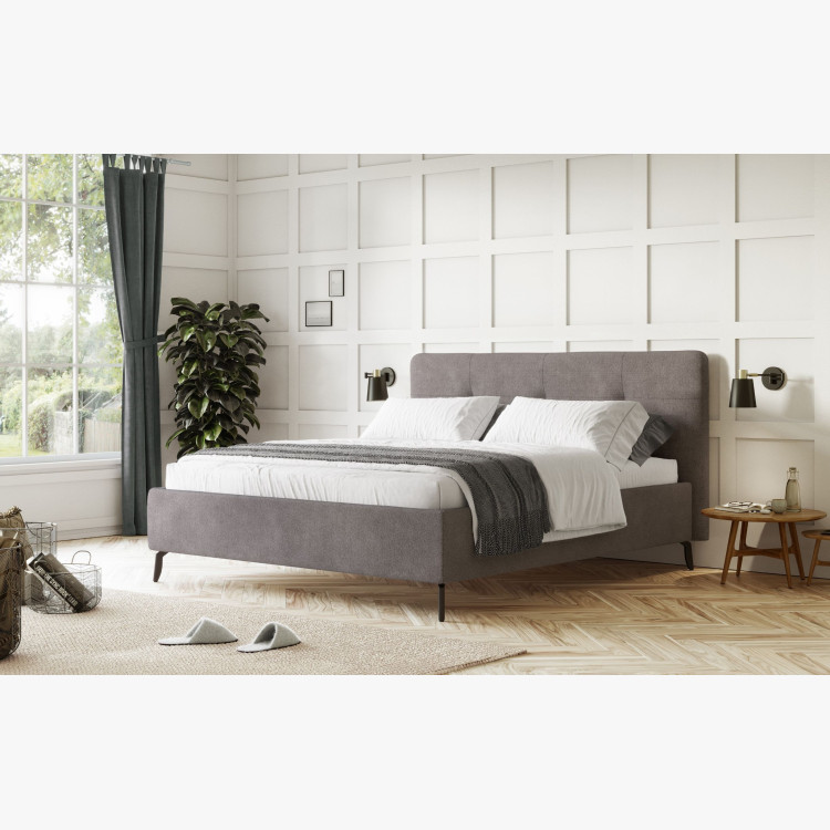 Szürke kárpitozott ágy tárolóhellyel, 160 x 200 cm  - 6