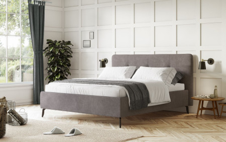 Szürke kárpitozott ágy tárolóhellyel, 160 x 200 cm  - 6