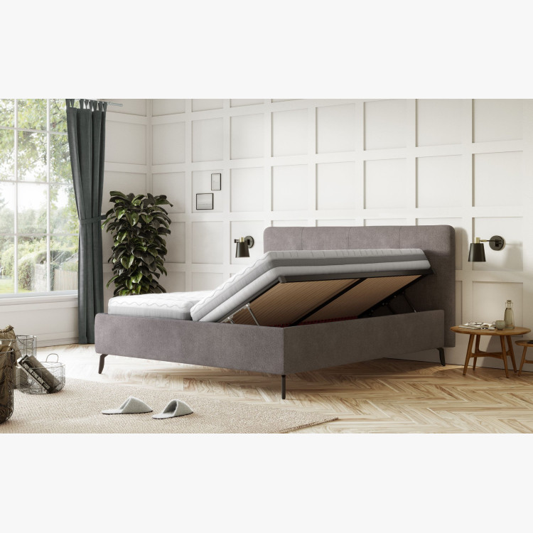 Szürke kárpitozott ágy tárolóhellyel, 160 x 200 cm  - 7