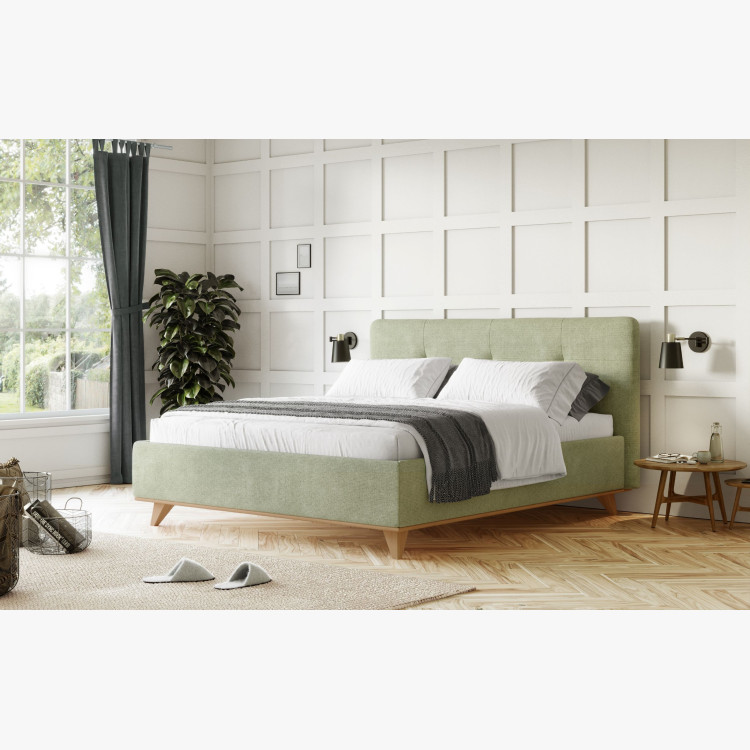 Modern kárpitozott ágy ágyneműtartóval, 160 × 200 cm  - 2