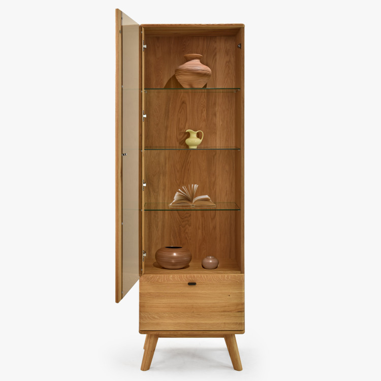 Egyajtós tömörfa vitrin lábakon  - 3