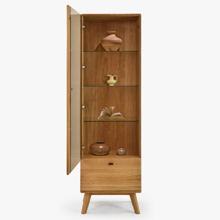 Egyajtós tömörfa vitrin lábakon  - 3