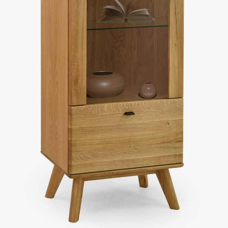 Egyajtós tömörfa vitrin lábakon  - 5