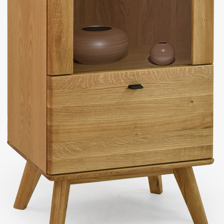 Egyajtós tömörfa vitrin lábakon  - 7