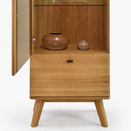 Egyajtós tömörfa vitrin lábakon  - 9