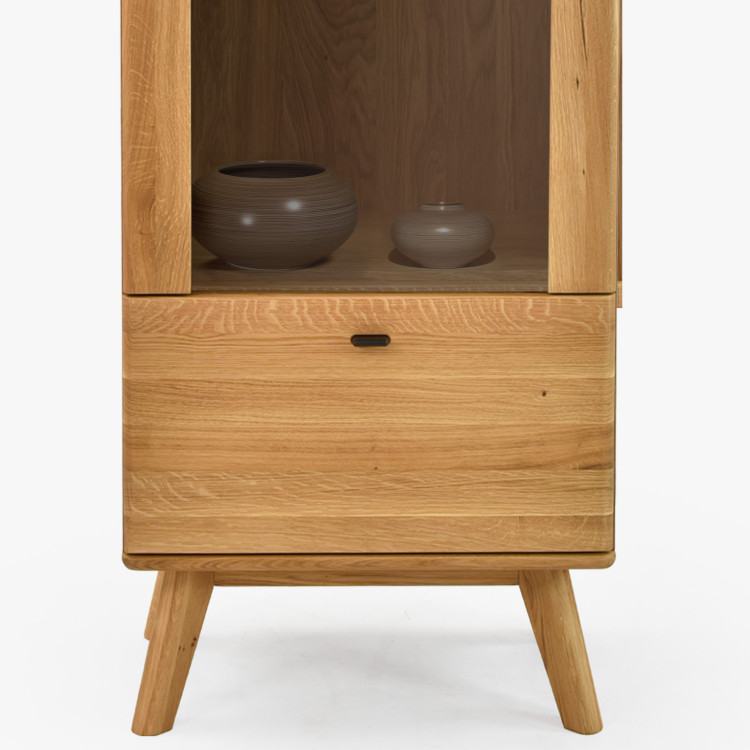 Egyajtós tömörfa vitrin lábakon  - 11