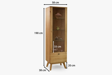 Egyajtós tömörfa vitrin lábakon  - 12